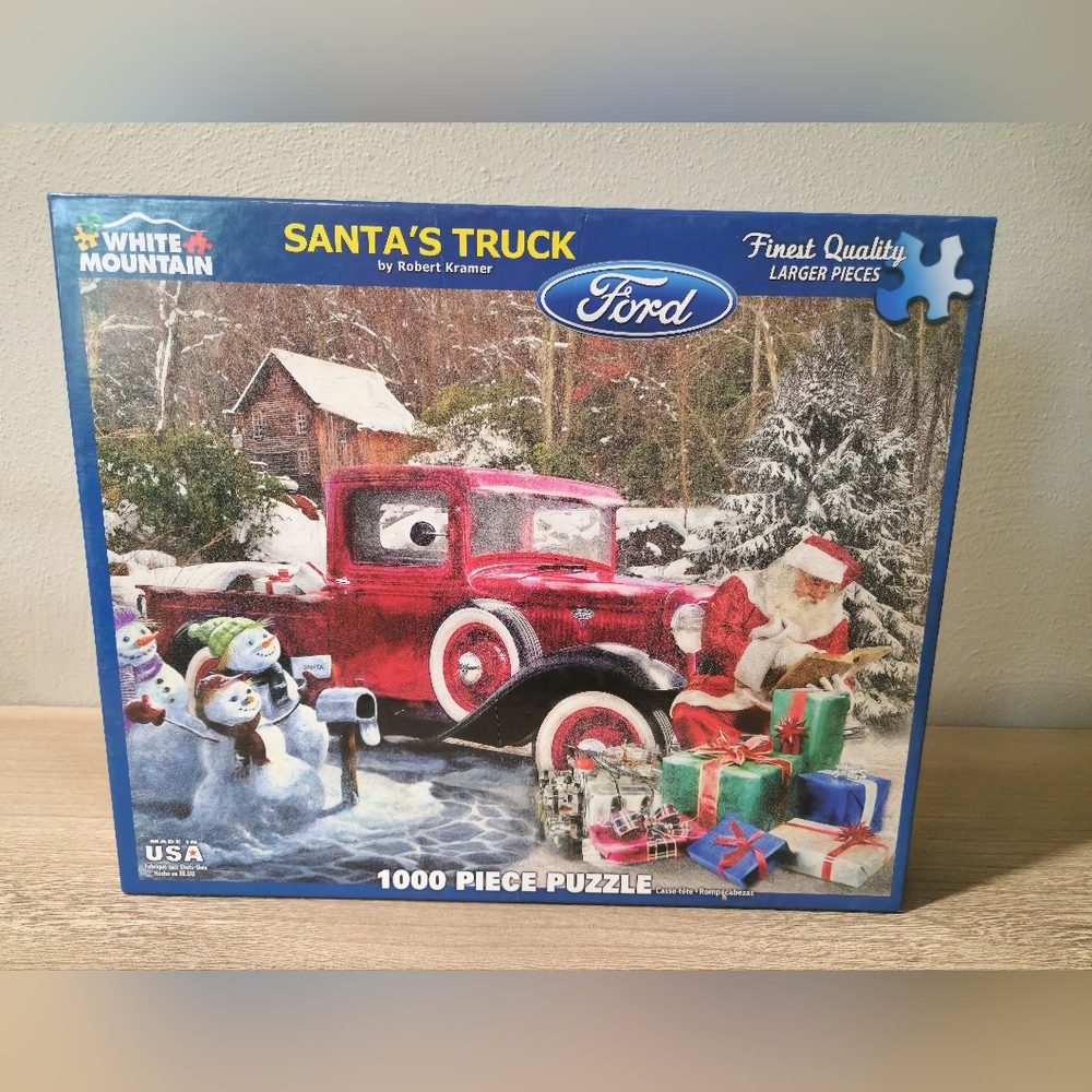 White Mountain 1000 Piece Puzzle "Santa's Truck" Ford